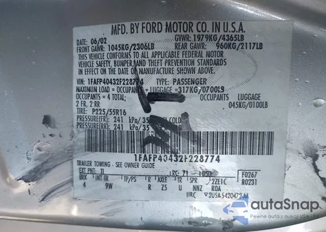 2002 Ford Mustang from USA, damaged, VIN 1FAFP40432F228774